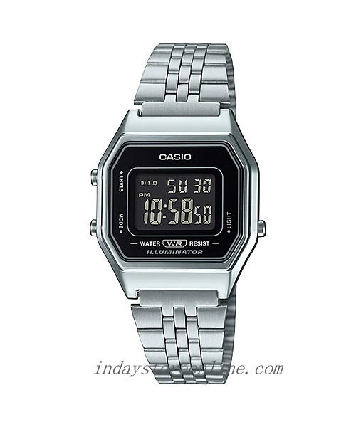 Casio Vintage Women's Watch LA680WA-1B Silver Plated Stainless Steel Self-adjustable Band