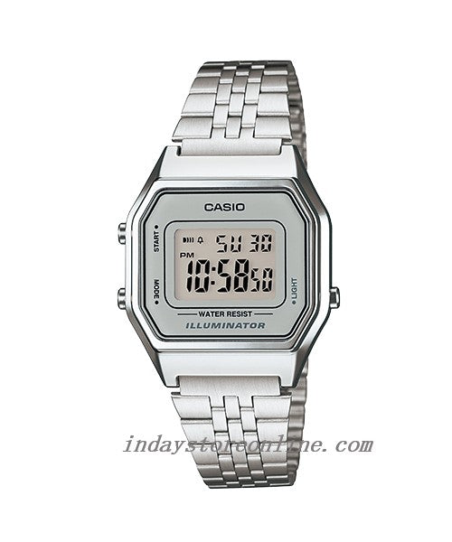 Casio Vintage Women's Watch LA680WA-7 Silver Plated Stainless Steel Strap Self-adjustable Band