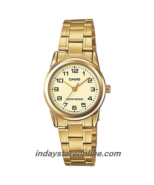 Casio Standard Women's Watch LTP-V001G-9B Gold Plated Stainless Steel Strap Mineral Glass