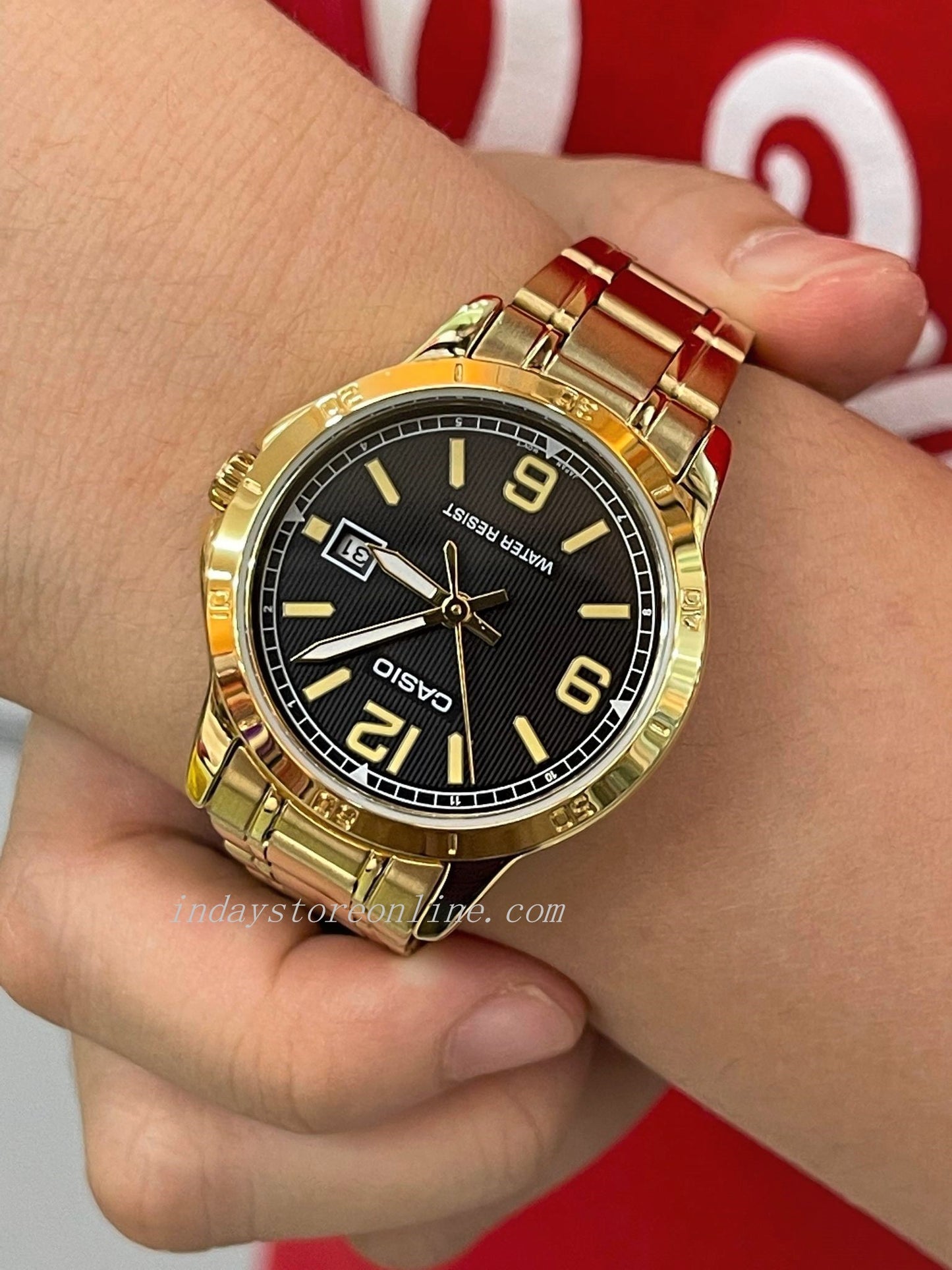 Casio Standard Women's Watch LTP-V004G-1B Gold Plated Stainless Steel Strap