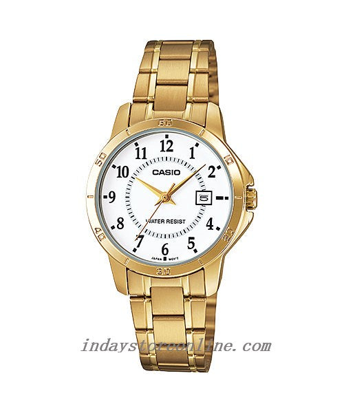 Casio Standard Women's Watch LTP-V004G-7B Gold Plated Stainless Strap Triple-fold Clasp