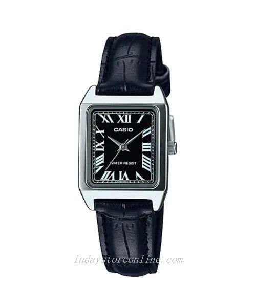 Casio Standard Women's Watch LTP-V007L-1B Square Type Black Leather Strap