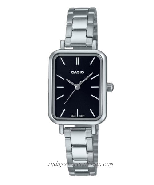 Casio Standard Women's Watch  LTP-V009D-1E Square Type Silver Plated Stainless Steel Strap