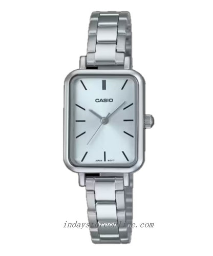 Casio Standard Women's Watch LTP-V009D-2E Square Type Silver Plated Stainless Steel Strap