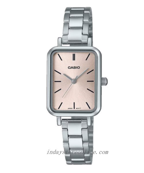 Casio Standard Women's Watch LTP-V009D-4E Square Type Silver Plated Stainless Steel Strap