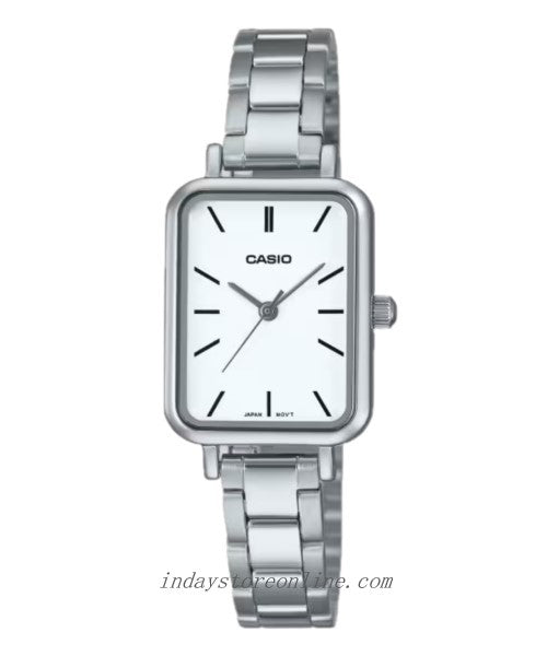 Casio Standard Women's Watch LTP-V009D-7E Square Type Silver Plated Stainless Steel Strap