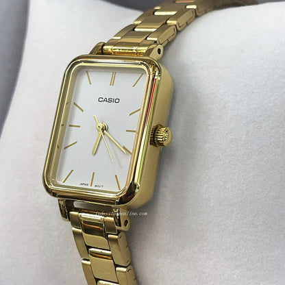 Casio Standard Women's Watch LTP-V009G-7E Square Type Gold Plated Stainless Steel Strap
