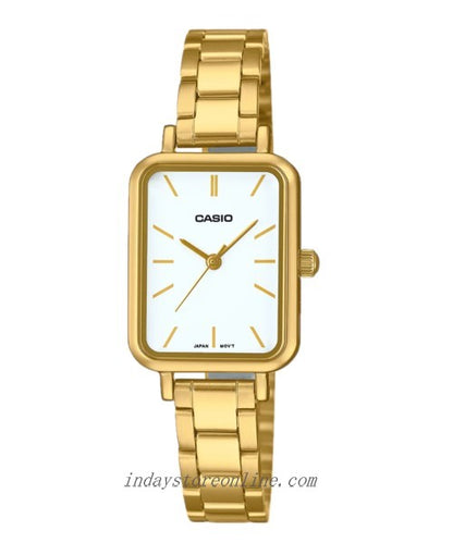 Casio Standard Women's Watch LTP-V009G-7E Square Type Gold Plated Stainless Steel Strap