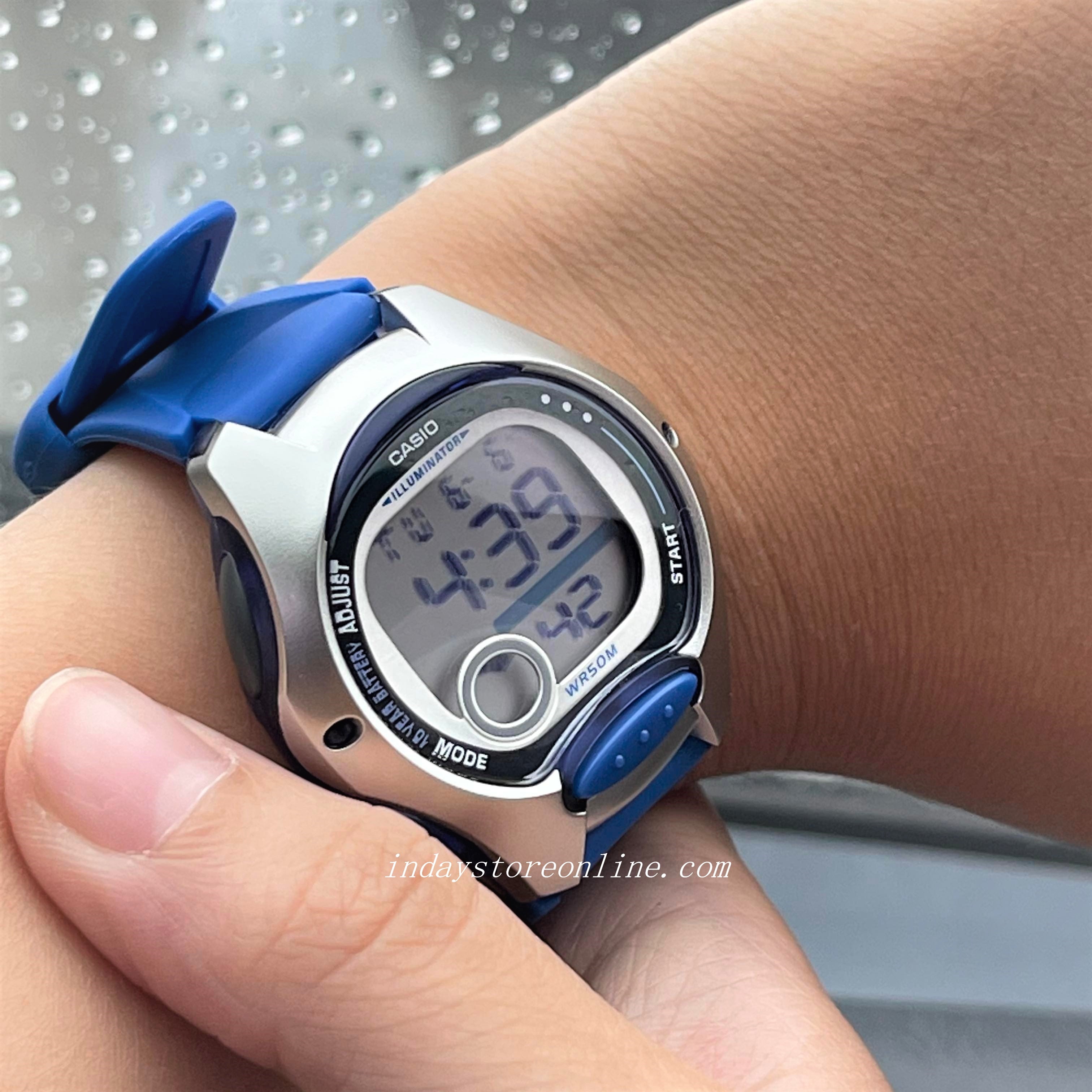 Casio Digital Women s Watch LW 200 2A Digital Blue Resin Band