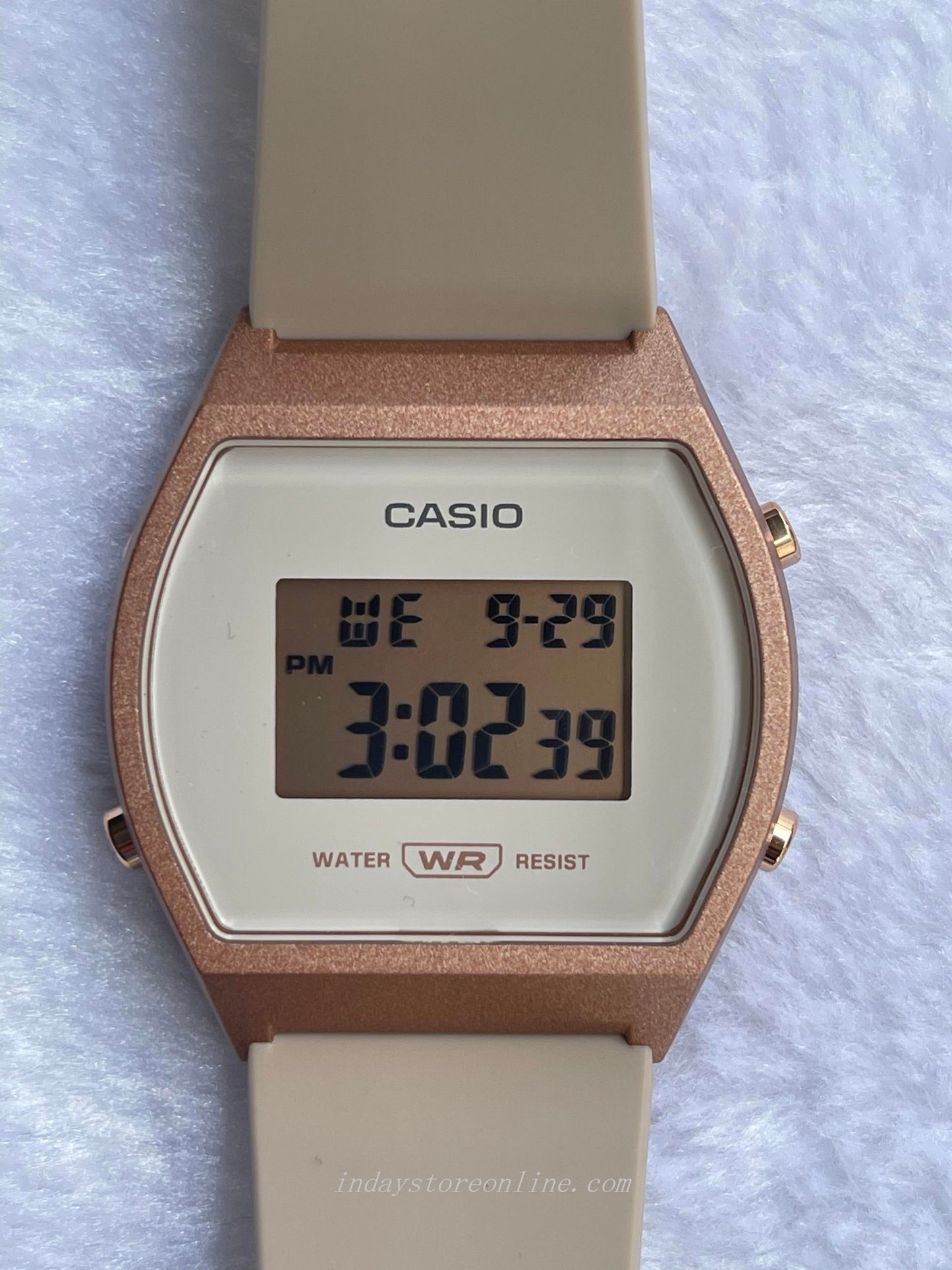 Casio Digital Women's Watch LW-204-4A Rose Gold Resin Strap