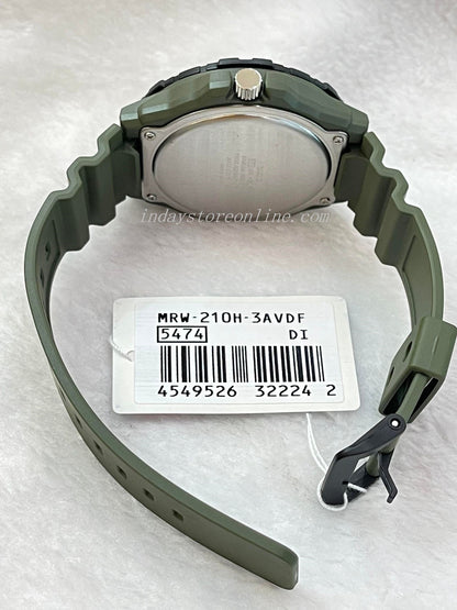 Casio Analog Men's Watch MRW-210H-3A Black Dial Army Green Resin Strap Watch Sporty Design