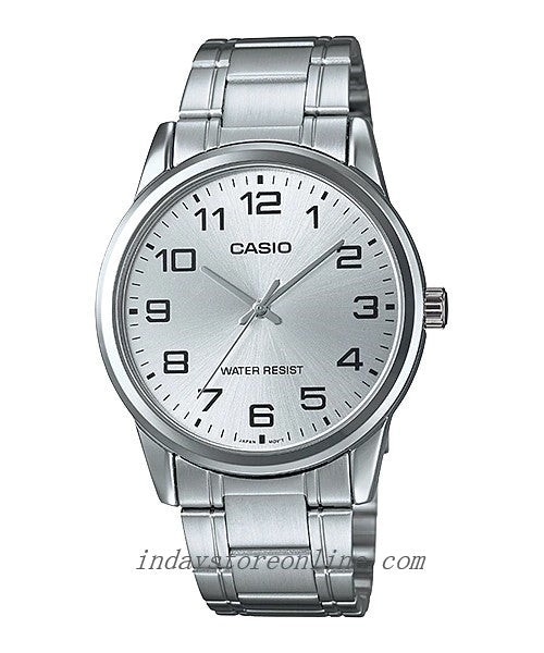 Casio Fashion Men's Watch MTP-V001D-7B Silver Plated Stainless Steel Strap Mineral Glass