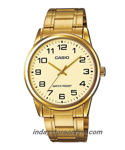 Casio Standard Men's Watch MTP-V001G-9B Gold Plated Stainless Steel Mineral Glass