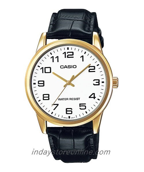 Casio Standard Men's Watch MTP-V001GL-7B Black Leather Strap Mineral Glass