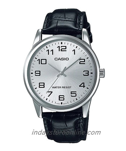 Casio Standard Men's Watch MTP-V001L-7B Black Leather Strap Mineral Glass