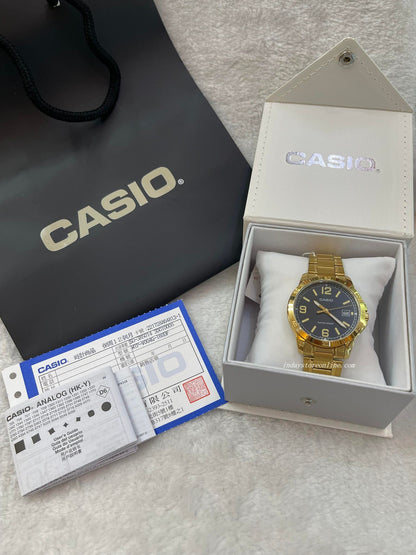 Casio Standard Men's Watch MTP-V004G-1B Gold Plated Stainless Steel Strap Mineral Glass