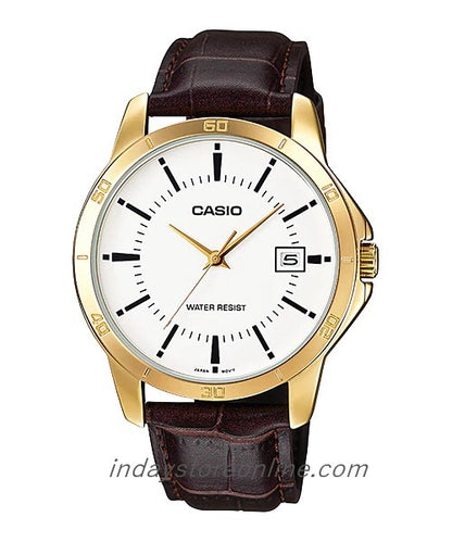 Casio Standard Men's Watch MTP-V004GL-7A Brown Leather Strap Mineral Glass