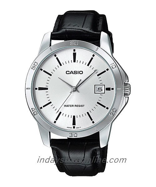 Casio Standard Men's Watch MTP-V004L-7A Black Leather Strap Mineral Glass