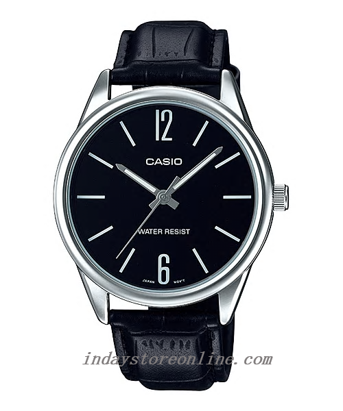 Casio Standard Men's Watch MTP-V005L-1B Black Leather Strap Mineral Glass