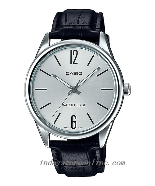Casio Standard Men's Watch MTP-V005L-7 Black Leather Strap Mineral Glass