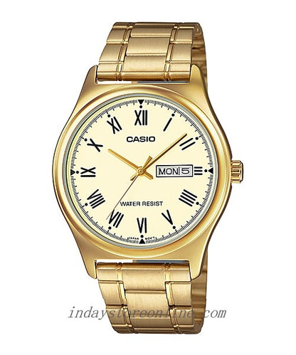 Casio Standard Men's Watch MTP-V006G-9B Gold Plated Stainless Steel Mineral Glass