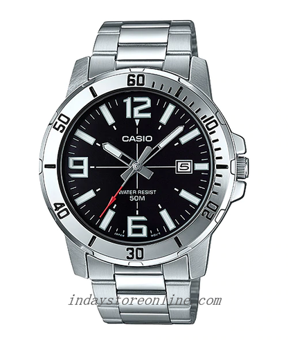 Casio Fashion Men's Watch MTP-VD01D-1B Silver Plated Stainless Steel Mineral Glass
