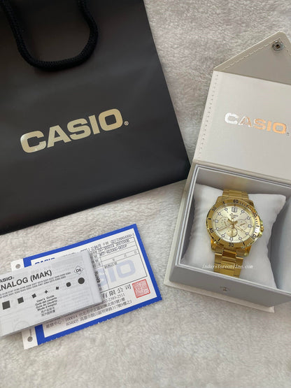 Casio Fashion Men's Watch MTP-VD01G-9E Gold Plated Stainless Strap Steel Mineral Glass