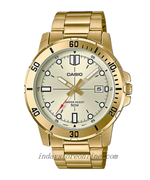 Casio Men's Watch MTP-VD01G-9E Gold Plated Stainless Strap Steel Mineral Glass