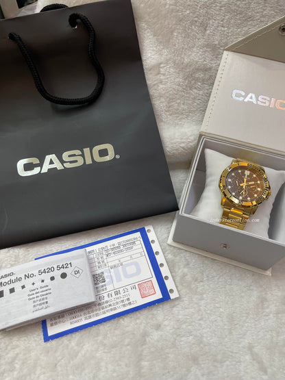 Casio Fashion Men's Watch MTP-VD300G-1E Gold Plated Stainless Steel Strap Mineral Glass