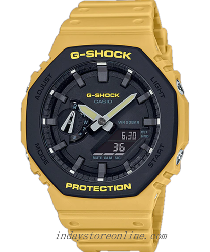 Casio G-Shock Men's Watch GA-2110SU-9A Analog-Digital GA-2100 Series Cool Matte Yellow Color Carbon Core Guard structure