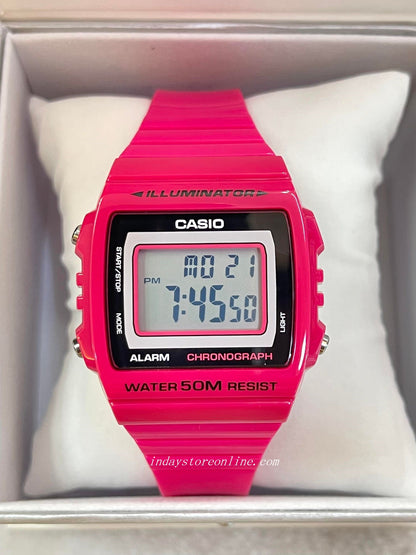 Casio Digital Women's Watch W-215H-4A Digital Resin Band Resin Glass Battery Life: 7 years