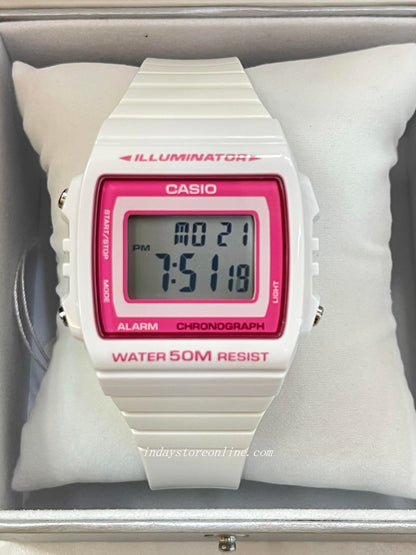 Casio Digital Women's Watch W-215H-7A2 Digital White Color Resin Band Resin Glass