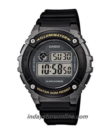 Casio Digital Men's Watch W-216H-1B Digital Resin Band Mineral Glass