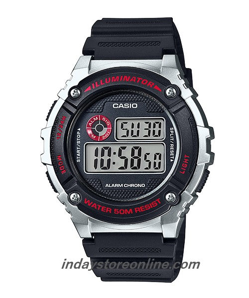 Casio Digital Men's Watch W-216H-1C Digital Resin Band Mineral Glass