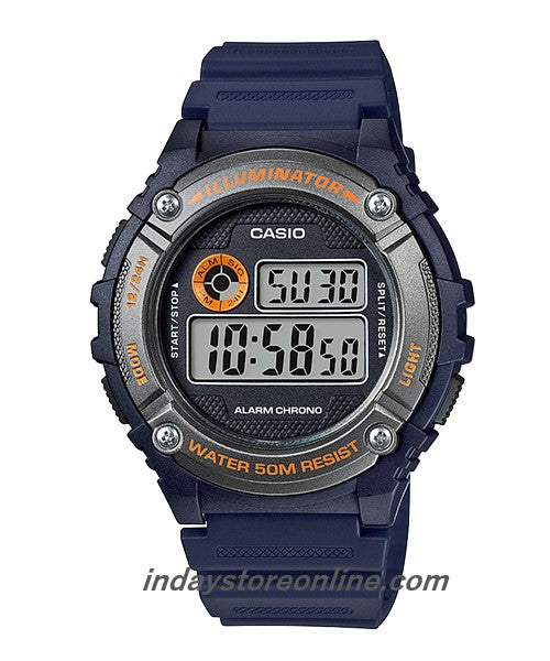 Casio Digital Men's Watch W-216H-2B Digital Resin Band Resin Glass Battery Life: 7 years