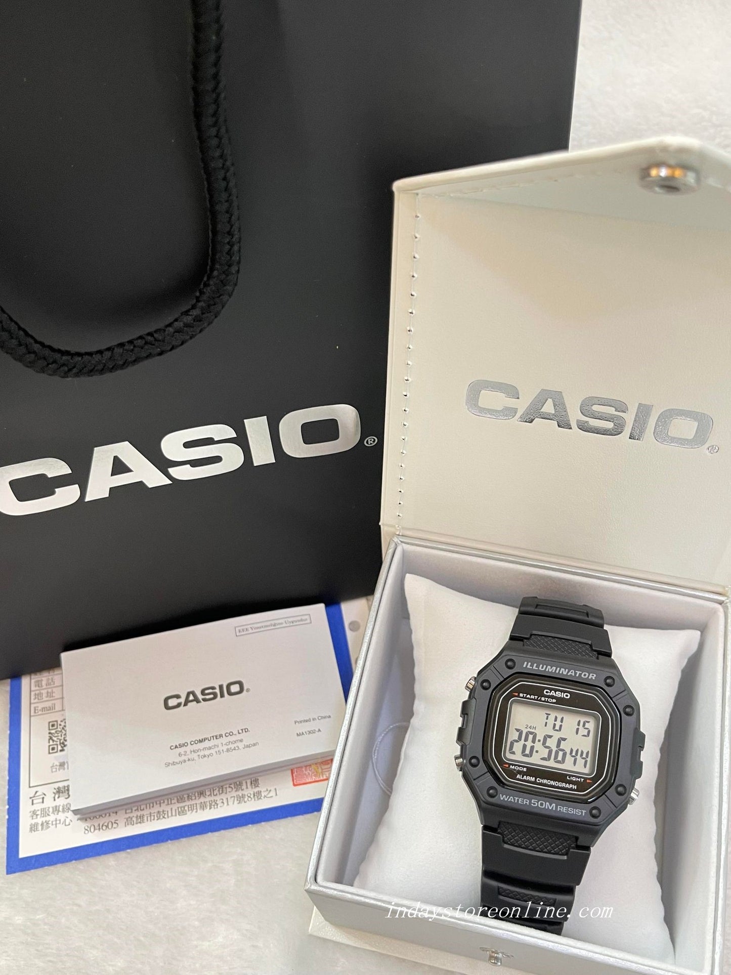 Casio Digital Men's Watch W-218H-1A Sporty Design Black Color Resin Strap