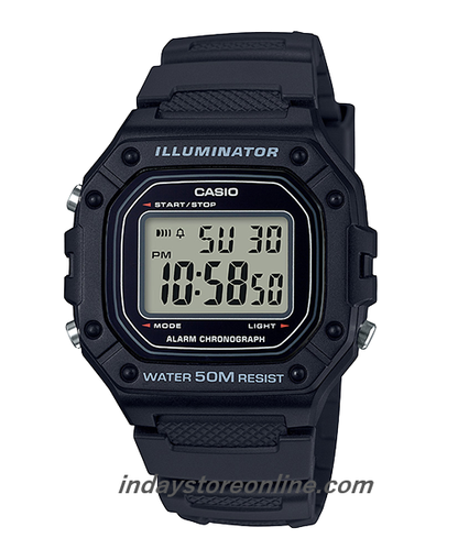Casio Digital Men's Watch W-218H-1A Sporty Design Black Color Resin Strap