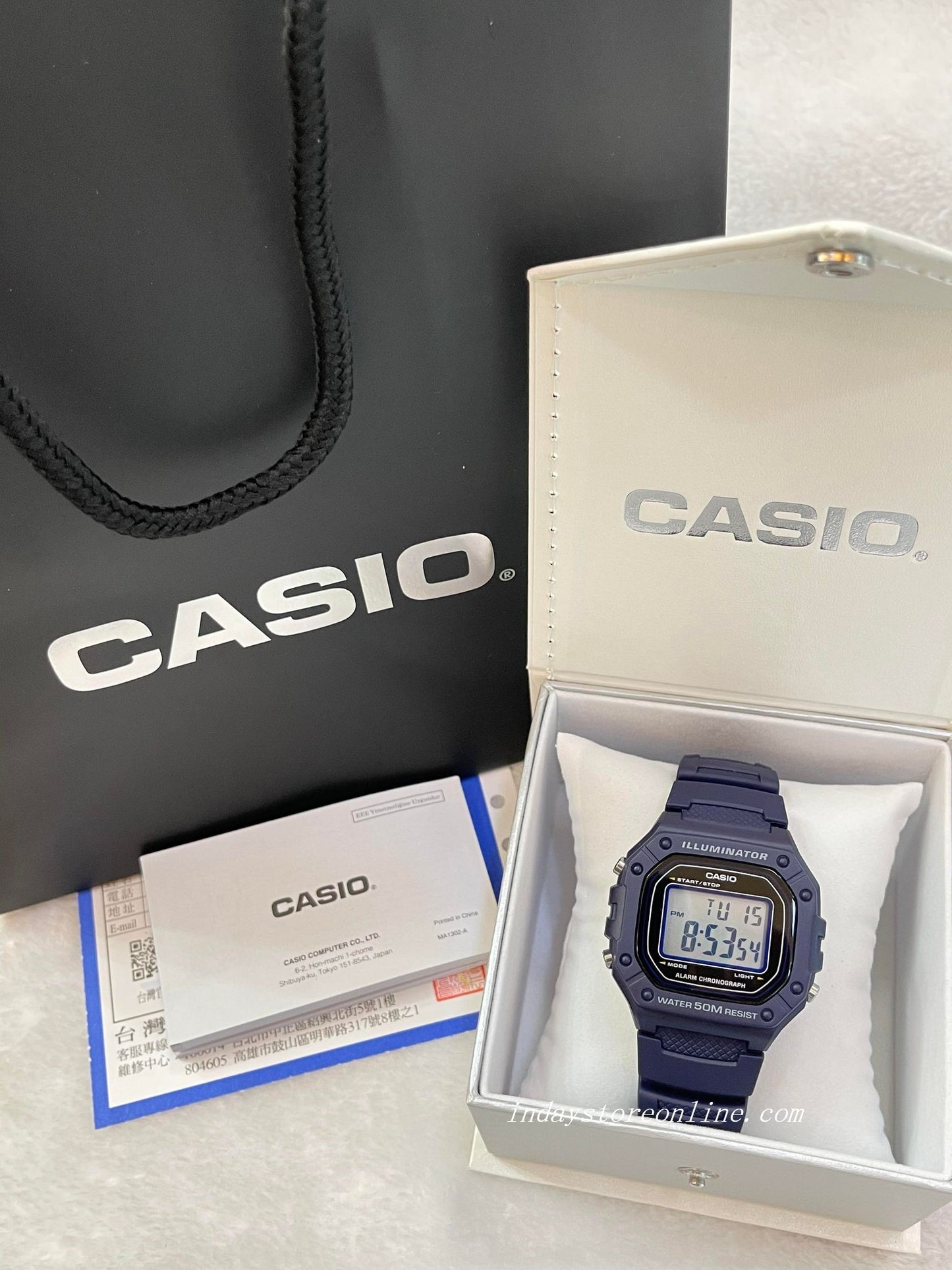Casio Digital Men's Watch W-218H-2A Digital Resin Band Resin Glass Battery Life: 7 Years