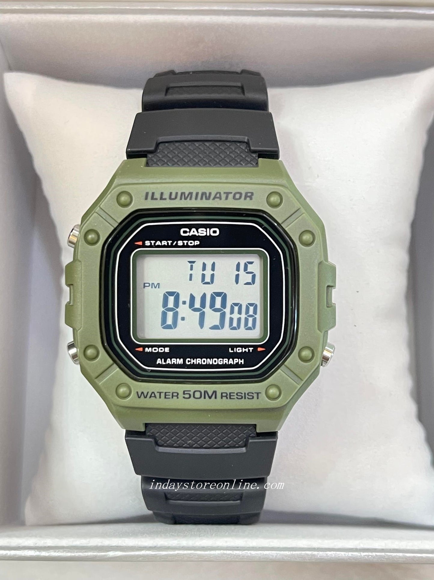Casio Digital Men's Watch W-218H-3A Green/Black Color Sporty Design Resin Strap