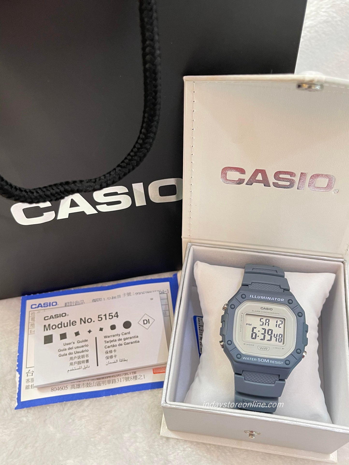 Casio Digital Women's Watch W-218HC-2A Sporty Design Blue Resin Strap