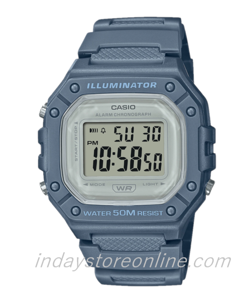 Casio Digital Women's Watch W-218HC-2A Sporty Design Blue Resin Strap