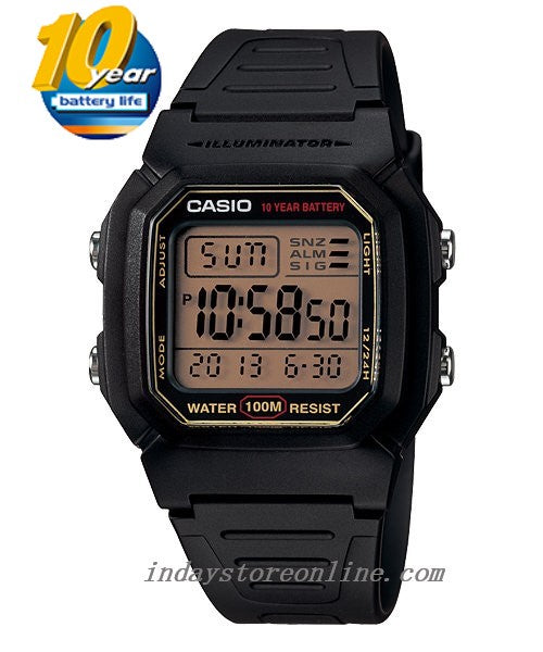 Casio Digital Unisex Watch W-800HG-9A Digital Resin Band Resin Glass Battery Life: 10 Years