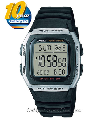 Casio Digital Unisex Watch W-96H-1A Digital Resin Band Resin Glass Battery Life: 10 years