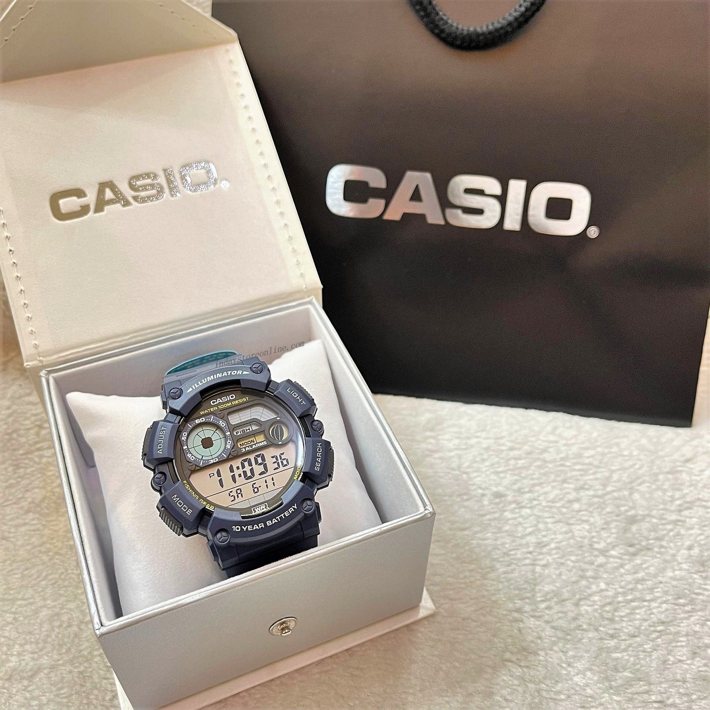 Casio Digital Men's Watch WS-1500H-2A Digital Resin Band Resin Glass Battery life: 10 years